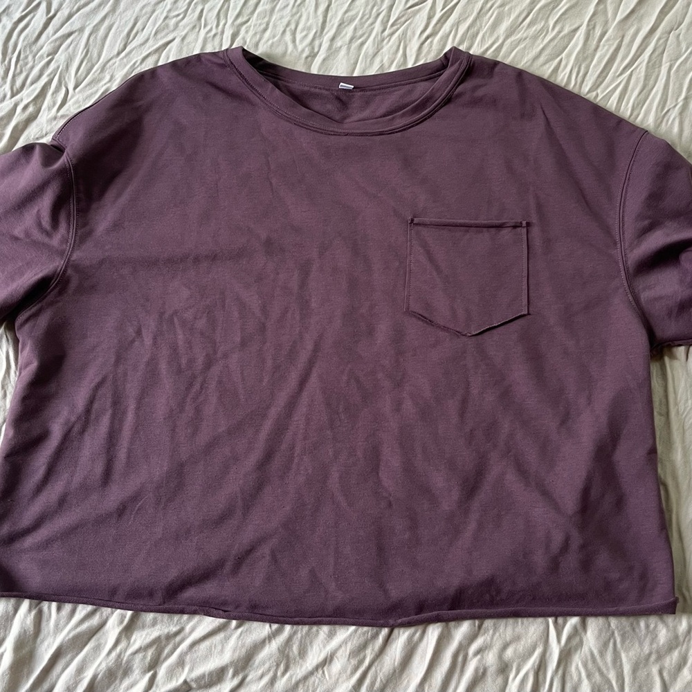Purple Cropped T-Shirt with Pocket LIKE NEW